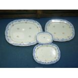 Four graduated meat plates in 'Dresden Trellis',