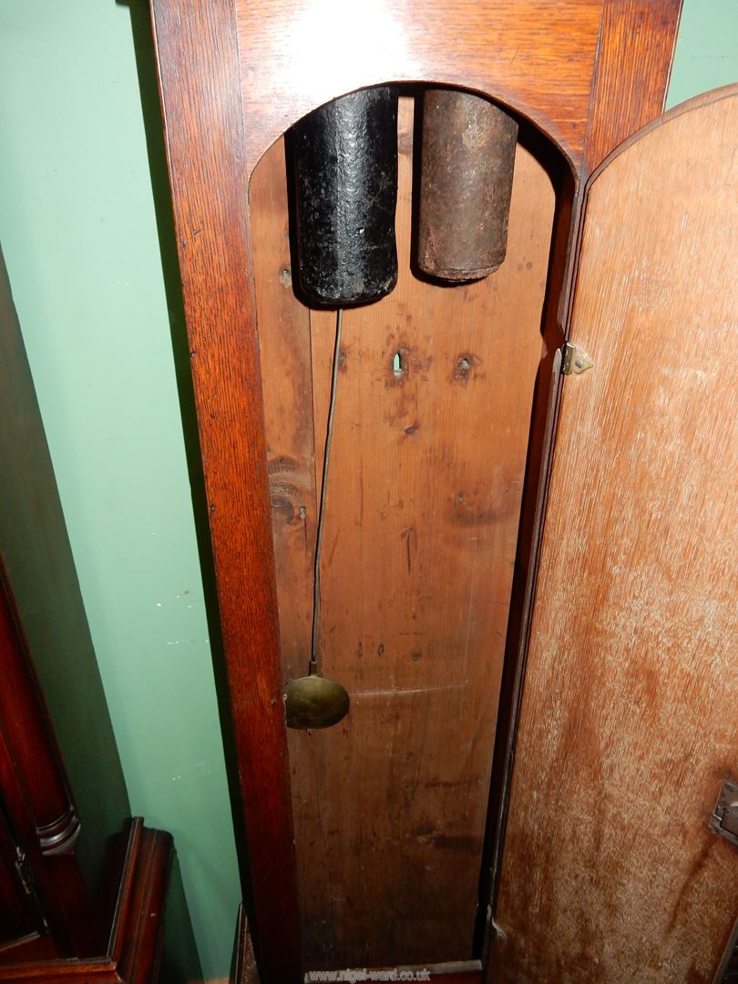 An Oak cased long-case Clock having an eight day movement striking the hours on a bell, - Image 6 of 11