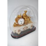 An elegant Alabaster based Mantel Clock having a gilded finished cased single train movement