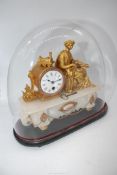 An elegant Alabaster based Mantel Clock having a gilded finished cased single train movement