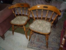 A pair of saloon type Chairs having turned legs,