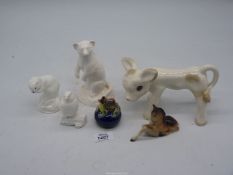A small quantity of animal figures including Aynsley Stoat, Crown Staffordshire Beaver,