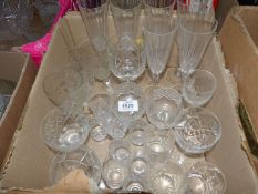 A quantity of glass including champagne flutes, wine, brandy, sherry etc.