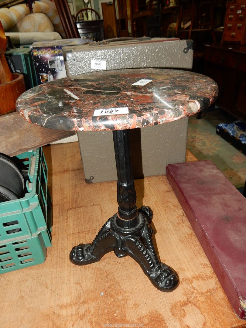 A cast iron based Marble/Stone topped circular occasional Table,