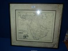 A framed map of 'Turkey in Asia, Arabia, etc.' by Eman Bower, 24 1/2" x 21 3/4".