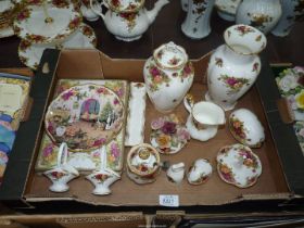A quantity of Royal Albert 'Old Country Roses' china including vases, marmalade pot, posy,