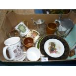 A quantity of china including a Franklin porcelain 'The Game Bird' stein and porcelain 'The Ashes'