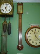 A mixed woods Mercury stick Barometer with light and dark-wood rope-style strung decoration and
