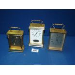 Three Carriage Clocks including Estyma quartz, Ritchard of Cie and Smith's quartz.