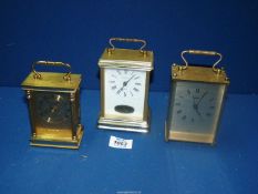 Three Carriage Clocks including Estyma quartz, Ritchard of Cie and Smith's quartz.
