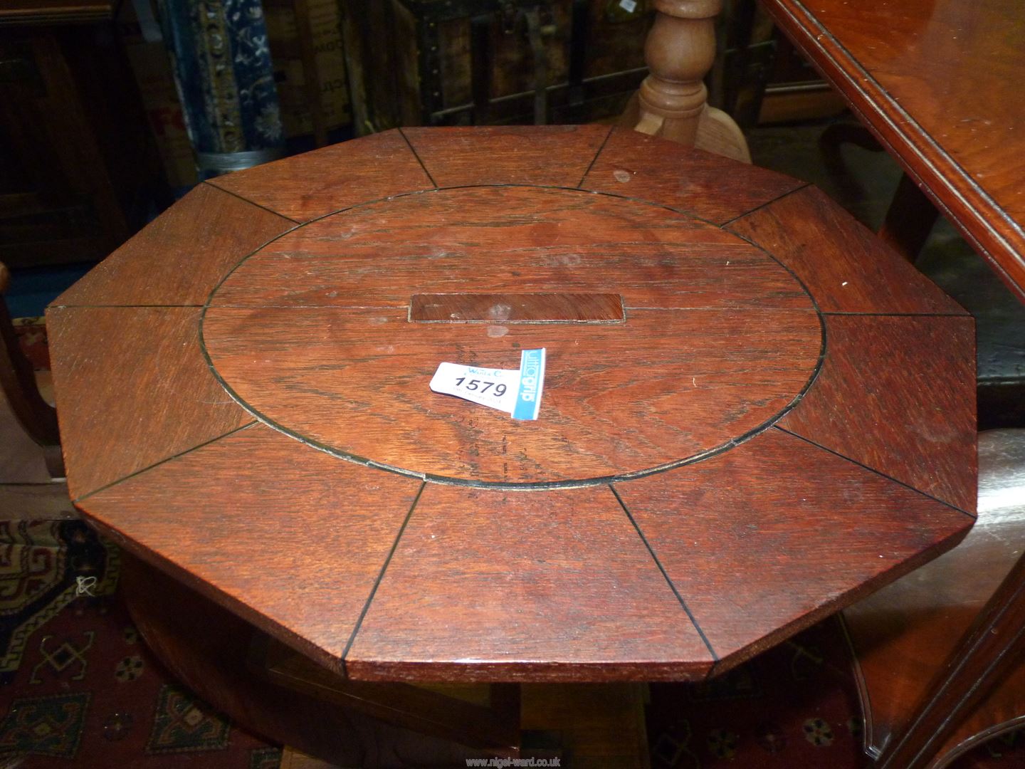 An unusual arts and crafts occasional Table having an oval ten sided crossbanded top, - Image 3 of 3
