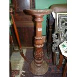 A plant stand with carved Acanthus leaf detail, 29 1/2" tall.