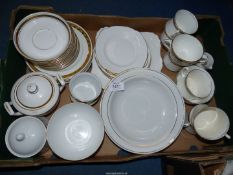 A quantity of white with gold rim china including Salon china with Greek key rim, Duchess,