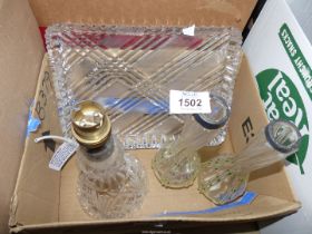 Six Stuart crystal wine goblets plus a similar pattern water jug.