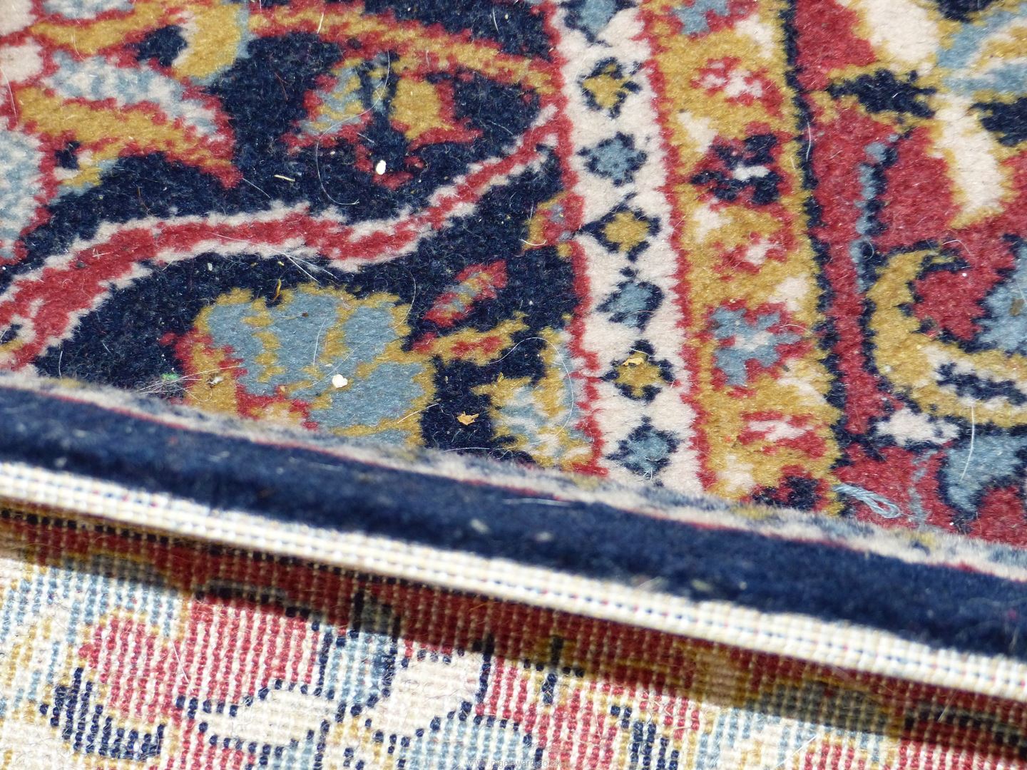 A 'Gumussuyu carpet collection' Wool runner in blue, red and orange with stylised floral design, - Image 5 of 5