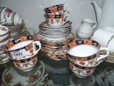 A vintage Royal Vale china tea set for six, including cups, saucers,