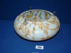 A vintage marbled effect glass ceiling light Shade in cream and orange, 10'' diameter.