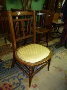 A Mahogany framed side Chair having a delicate stick and splat back and standing on turned,