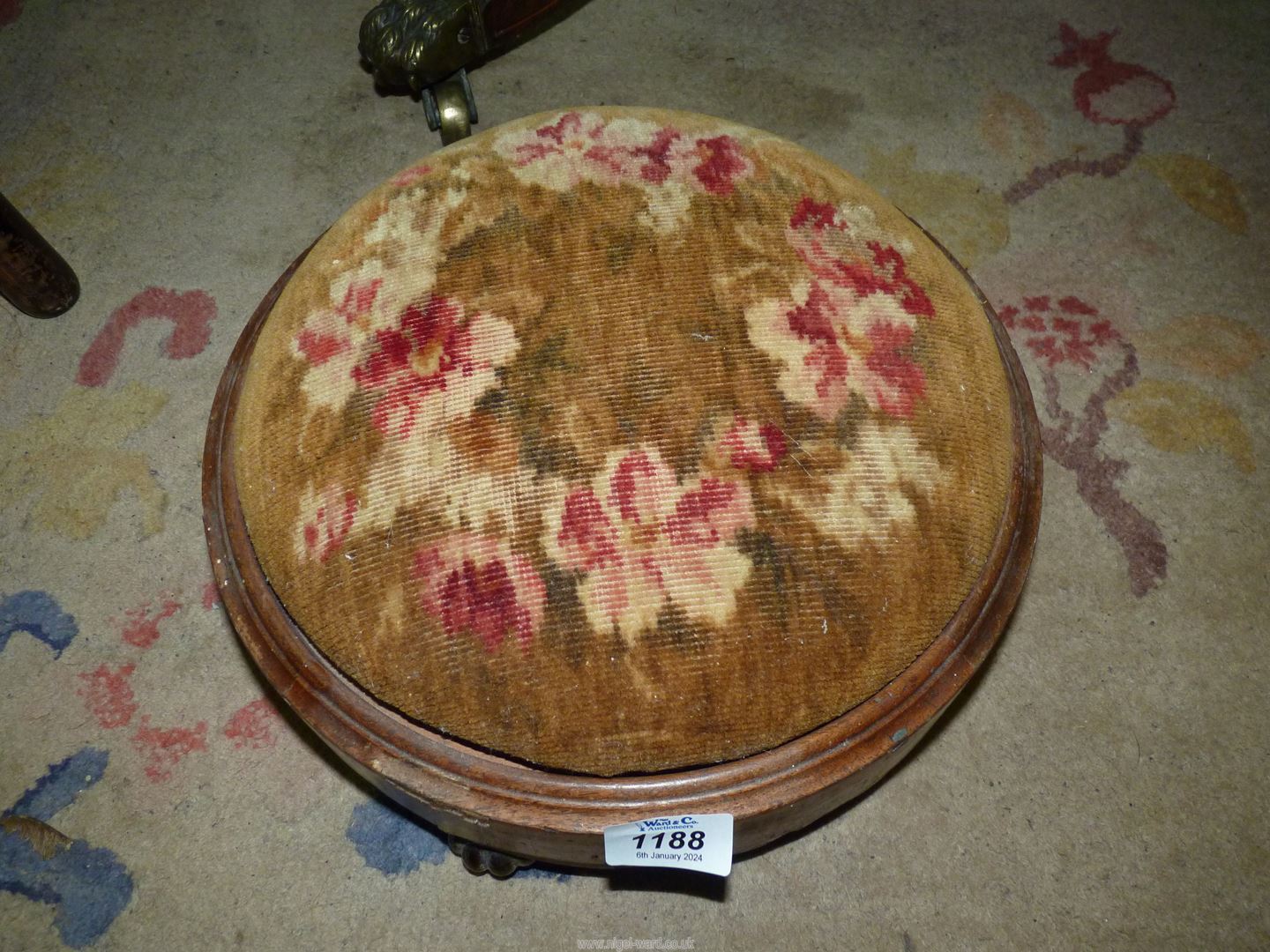 A low circular footstool. - Image 2 of 2