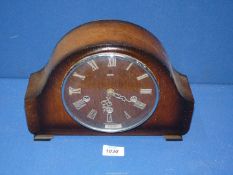 A Smith's mantle clock with key and plaque verso with the dedication 'Bill Creed of Leyhill Prison'.