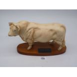 A Beswick Connoisseur model of a Charolais Bull on plinth,