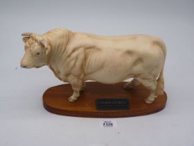 A Beswick Connoisseur model of a Charolais Bull on plinth,