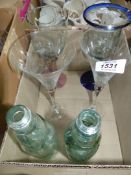 Two Codd necked bottles with marble; one marked 'JW Beck - Chemist - Huntingdon',