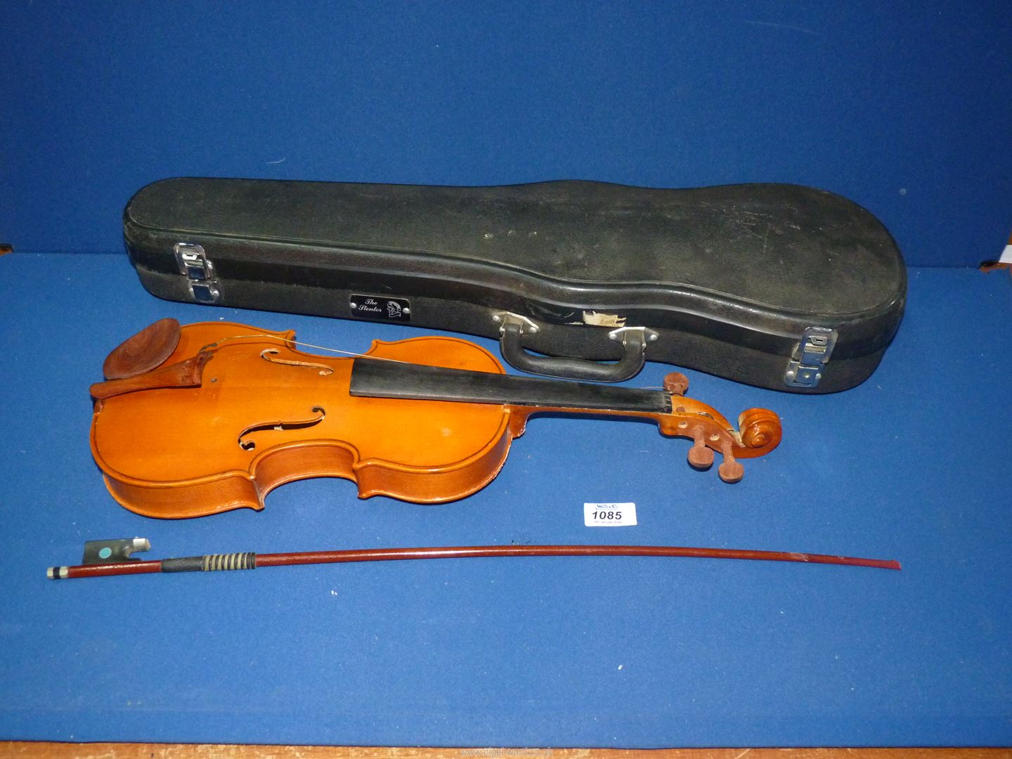 A three quarter Violin by Stenter Music Co. Ltd., with bow and hard case, needs attention. - Image 2 of 2