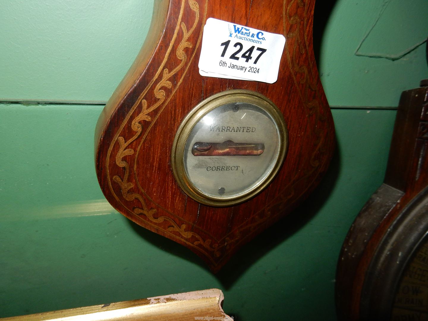 A Banjo Barometer with gilt scroll detail. - Image 5 of 8