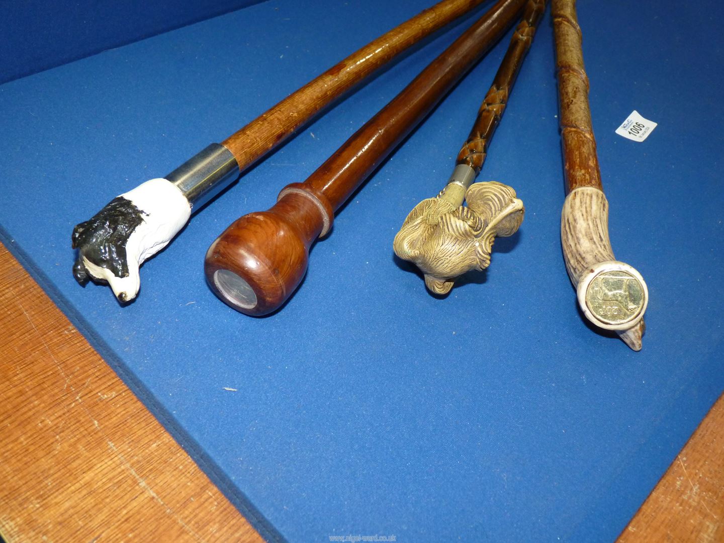 A quantity of walking sticks including Antler handle and sheep dog head plus one with horse head - Image 3 of 3