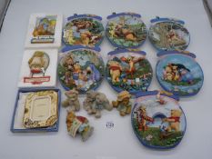 A Wedgwood photo frame, 4 3/4" x 4", seven Bradex Bradford Exchange Winnie the Pooh wall plates, a/.