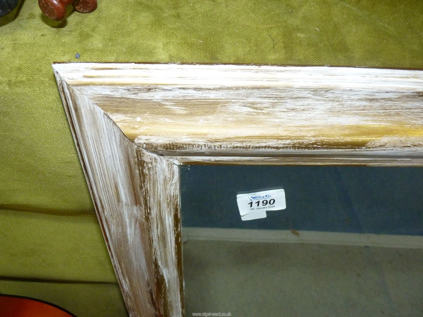 A shabby chic contemporary rectangular wall mirror. - Image 2 of 2