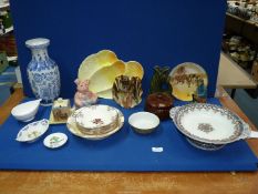 A quantity of miscellaneous china including a 'Gothic' footed dish a/f.