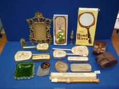 A quantity of miscellanea including a dressing table set with floral design,
