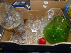 A quantity of Tudor sherry glasses together with a large green goblet, brandy glasses,