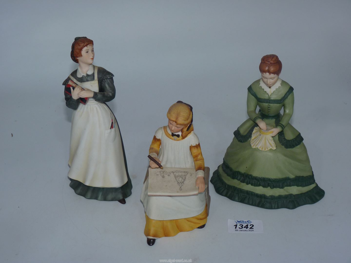 Three Franklin Mint figures of characters from Little Women: 'Jo', 'Amy' and 'Meg'. - Image 2 of 3