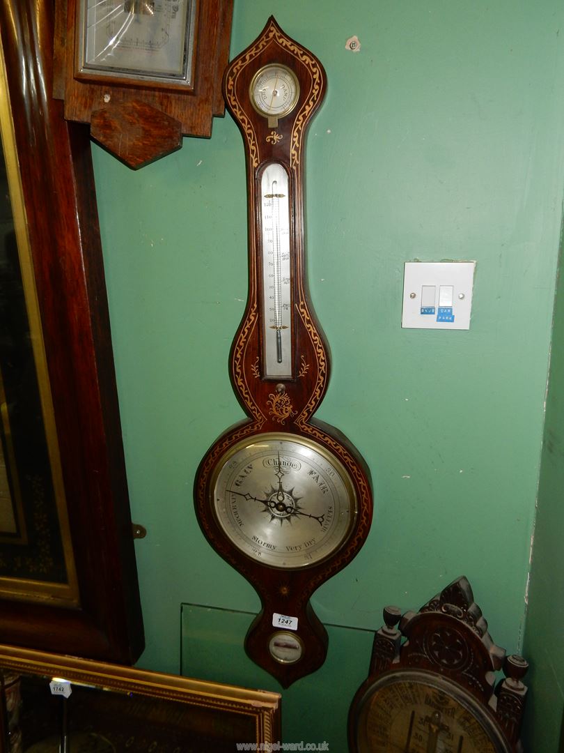 A Banjo Barometer with gilt scroll detail. - Image 3 of 8