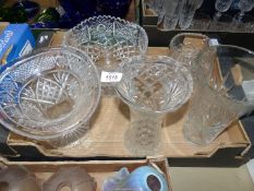 A quantity of glass to include Royal Doulton etc., cut glass water jug, footed fruit bowl, etc.