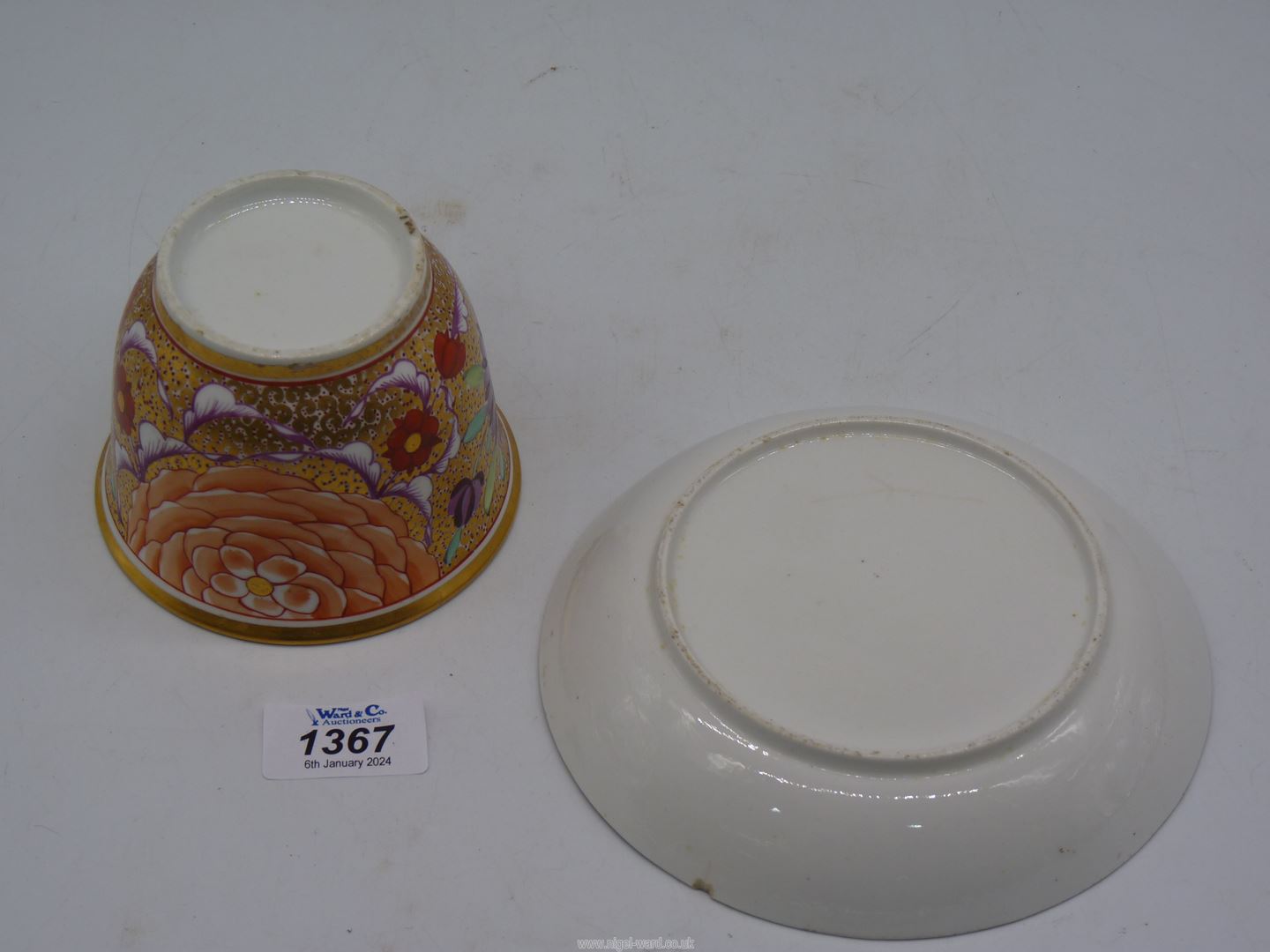 A circa 1800 large Chamberlain Worcester fine porcelain cup and saucer painted with all over - Image 2 of 2