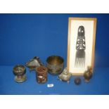 A small quantity of miscellanea including Cloisonne vase, white metal and copper incense burner,