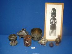 A small quantity of miscellanea including Cloisonne vase, white metal and copper incense burner,