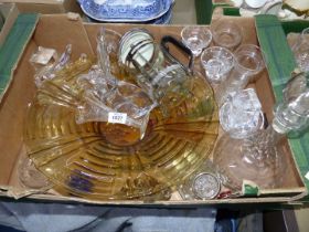 A quantity of glass including candlesticks, Royal Brierley trinket dishes, salt with silver rim,