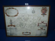 A framed copy of 'Manor of Wigsell Sussex, dated 1685', 23" x 17" incl. frame.