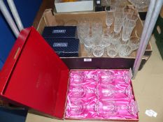 A quantity of cut glass including champagne,
