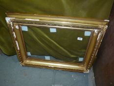 A large period gilt frame with glass, some restoration needed,