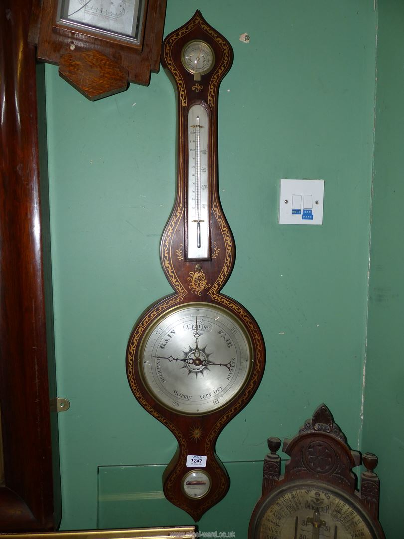 A Banjo Barometer with gilt scroll detail. - Image 7 of 8