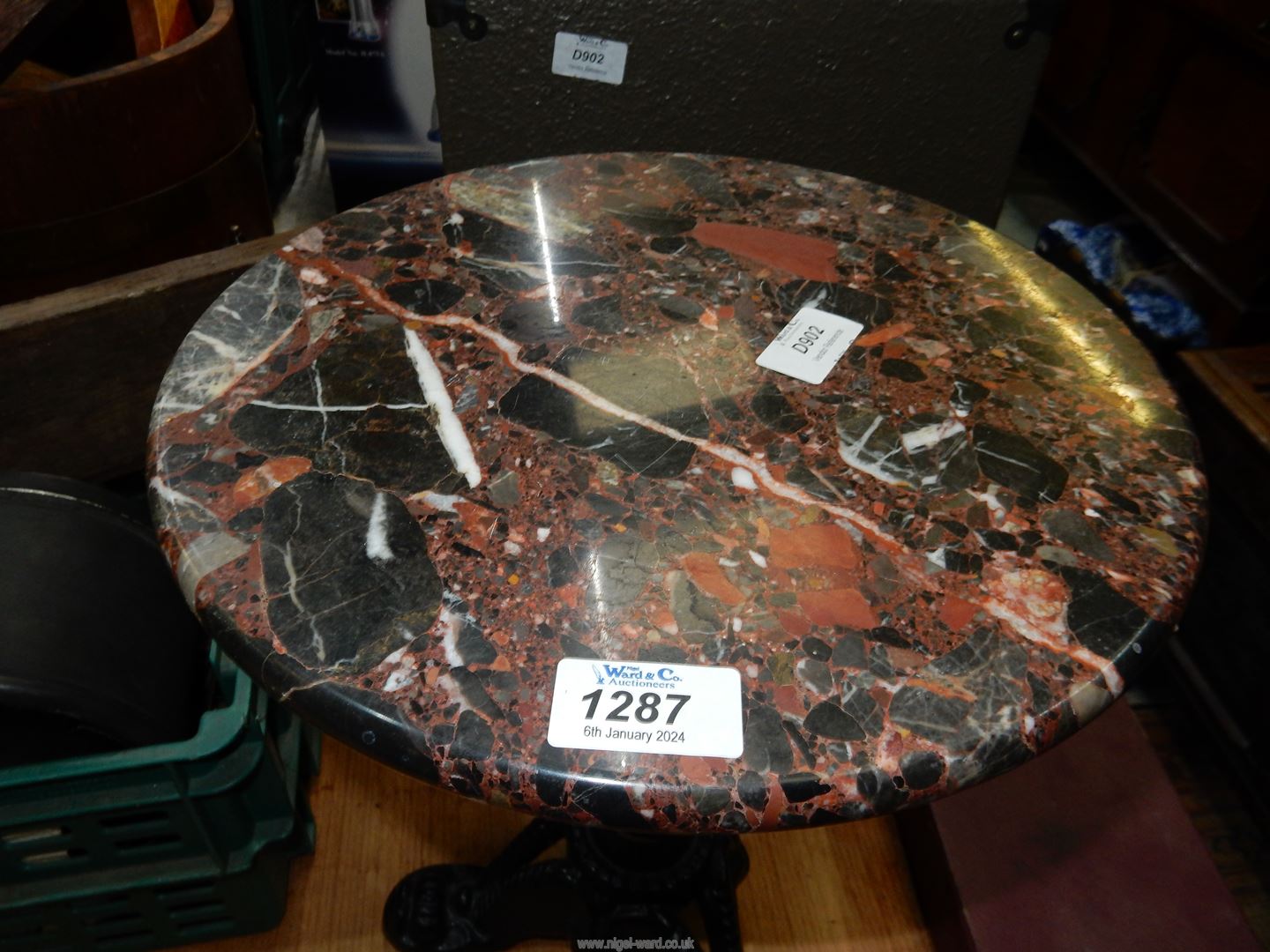 A cast iron based Marble/Stone topped circular occasional Table, - Image 2 of 3