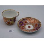 A circa 1800 large Chamberlain Worcester fine porcelain cup and saucer painted with all over