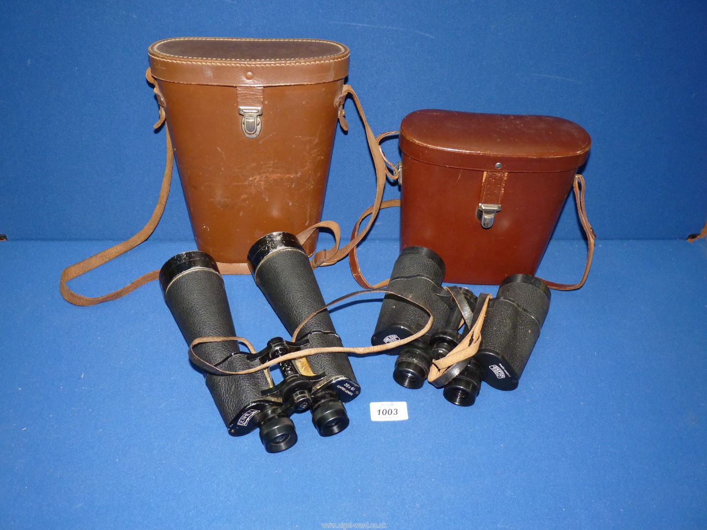 Two pairs of cased Binoculars including Carl Zeiss Jena multi-coated Jenoptem 7 x 50w and field
