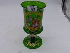 A Viennese enamelled green glass vase